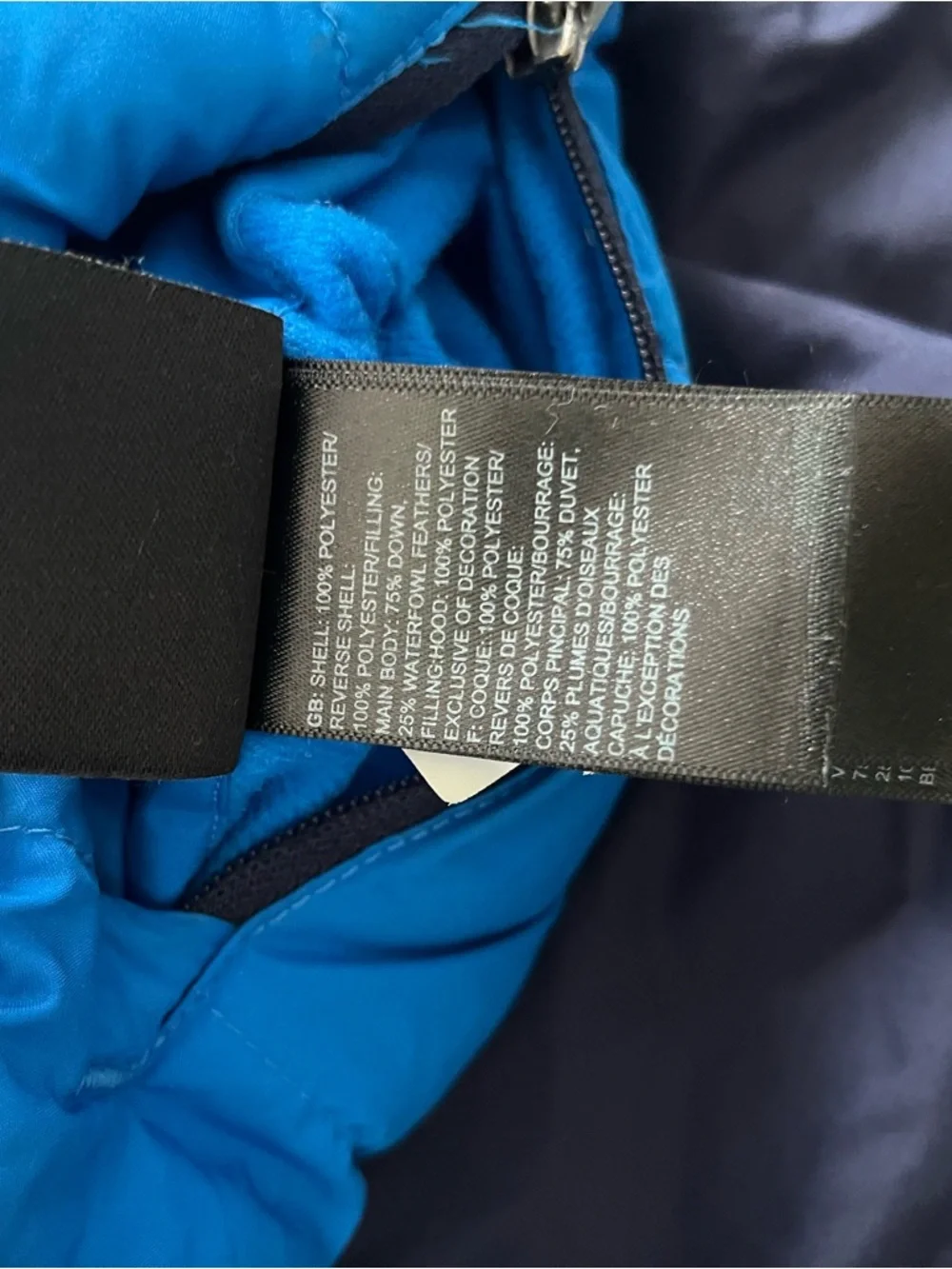 Boys The North Face Down Puffer Jacket XS Blue Lightweight Hooded